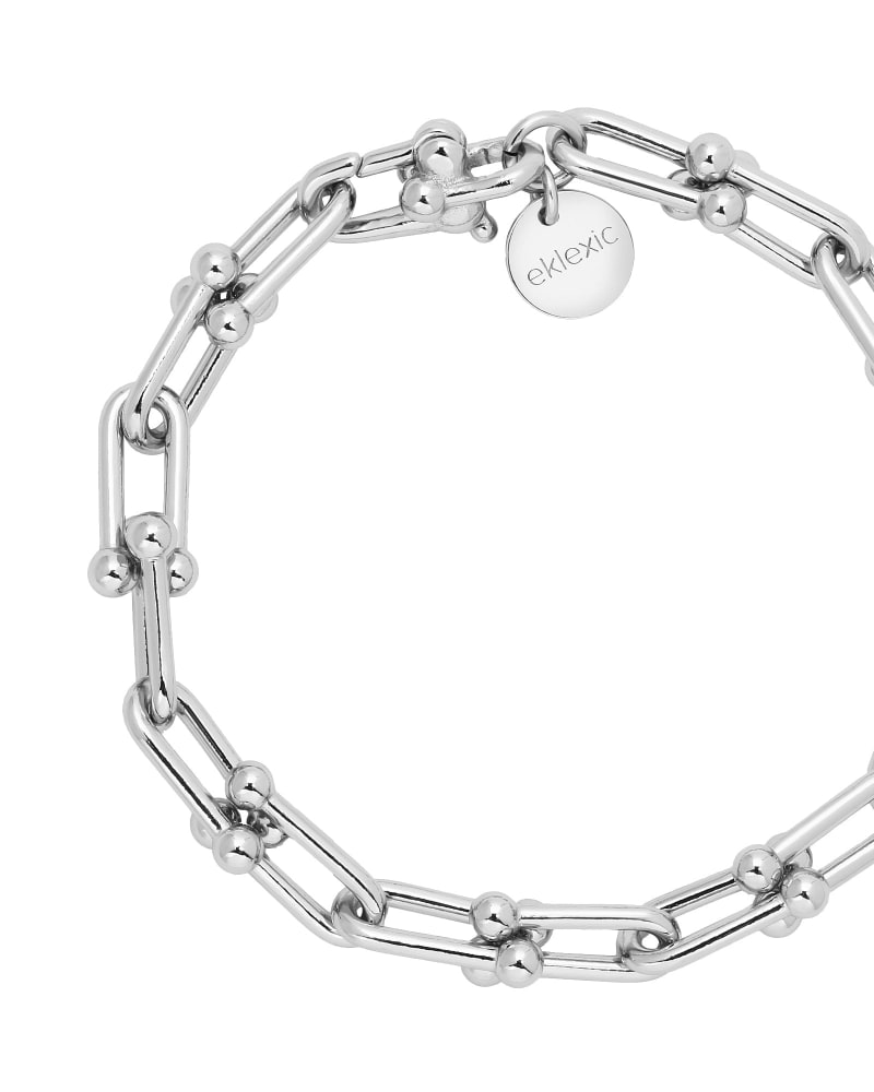 Front of a size 10" Margaux Anklet 10" Silver in Silver by Eklexic. | dia_product_style_image_id:279320